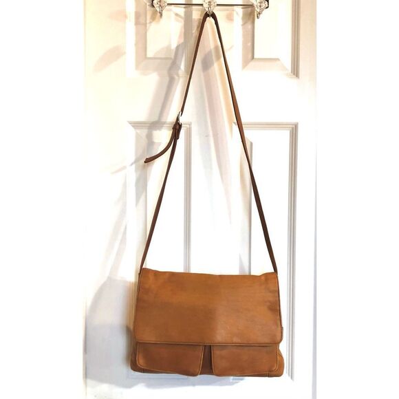 ST. JOHN’S BAY - Brown Smooth Leather Saddle-Bag-Style Crossbody/Shoulder Bag - Picture 15 of 16